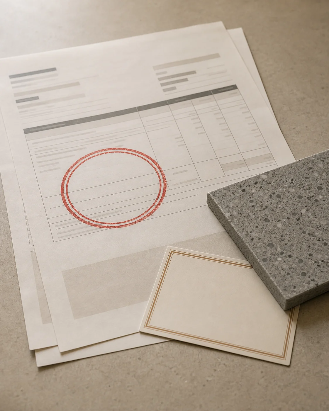 Overdue invoice document representing an unpaid balance between a carpenter and stone factory that can void a Malaysian homeowner's warranty