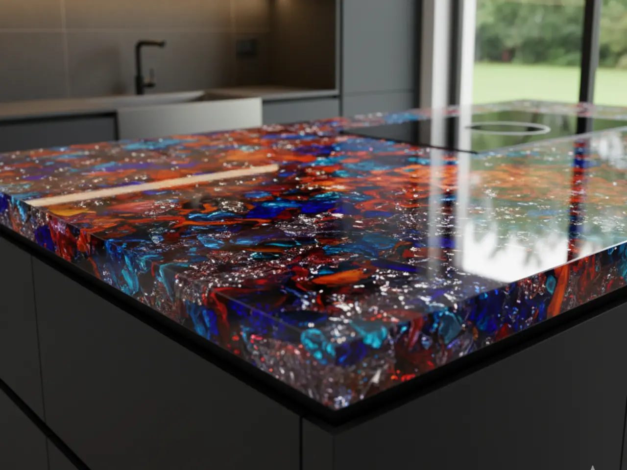 recycled glass countertop
