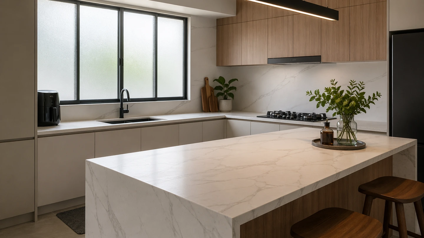 Dekton sintered stone kitchen countertop installed in a modern Malaysian home Dekton sintered stone kitchen countertop installed in a modern Malaysian home