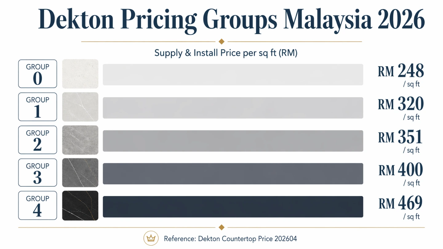Dekton pricing group comparison chart for the Malaysian market 2026 Dekton pricing group comparison chart for the Malaysian market 2026