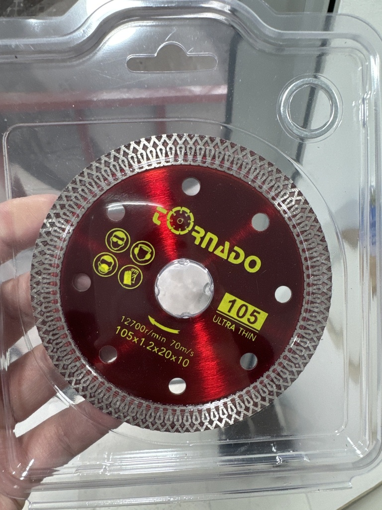 TORNADO 105mm Ultra Thin Diamond Cutting Disc (1.2mm) – For Sintered Stone, Porcelain & Ceramic (Wet/Dry)